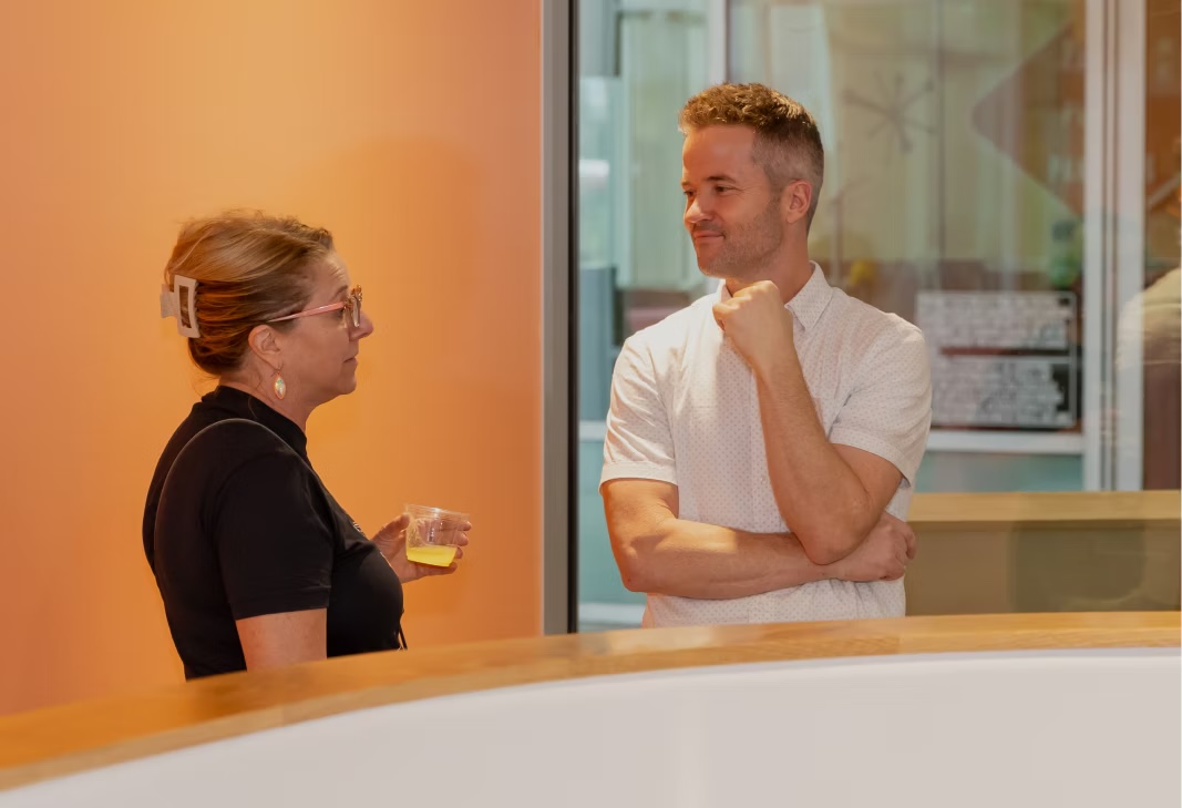 Dr. Turnbull talking with a patient